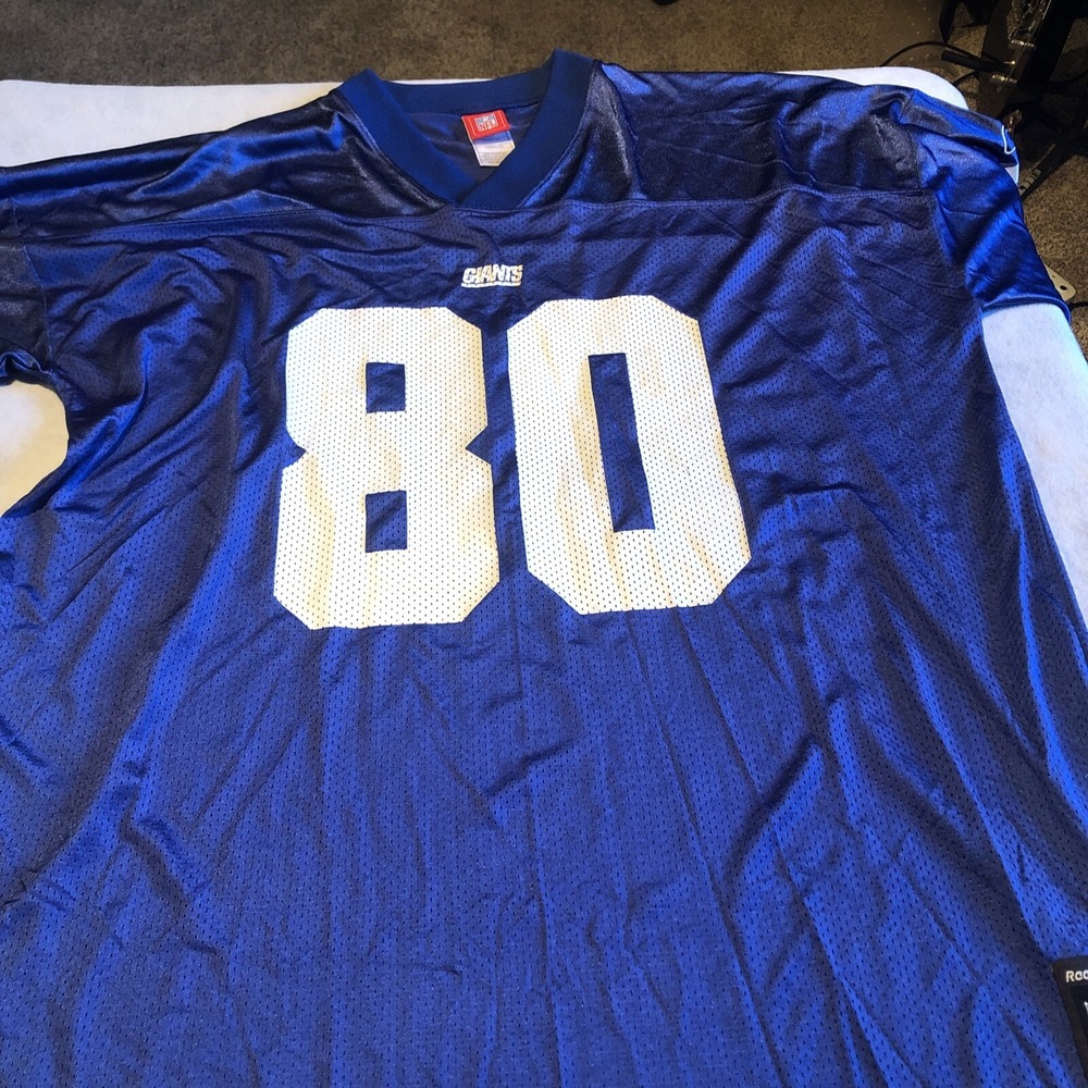 Jeremy Shockey Jersey NY Giants Reebok NFL Size 2XL Number 80 Blue Short Sleeve
